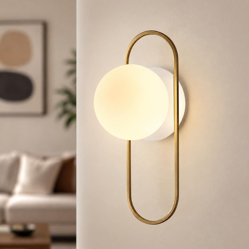 Mid Century Gold Globe Wall Sconce