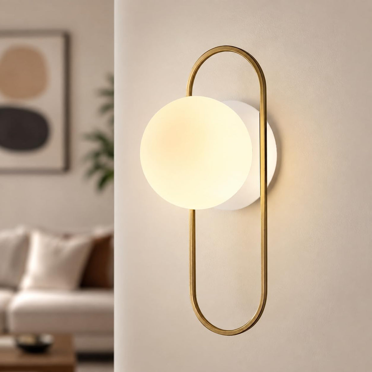 Mid Century Gold Globe Wall Sconce