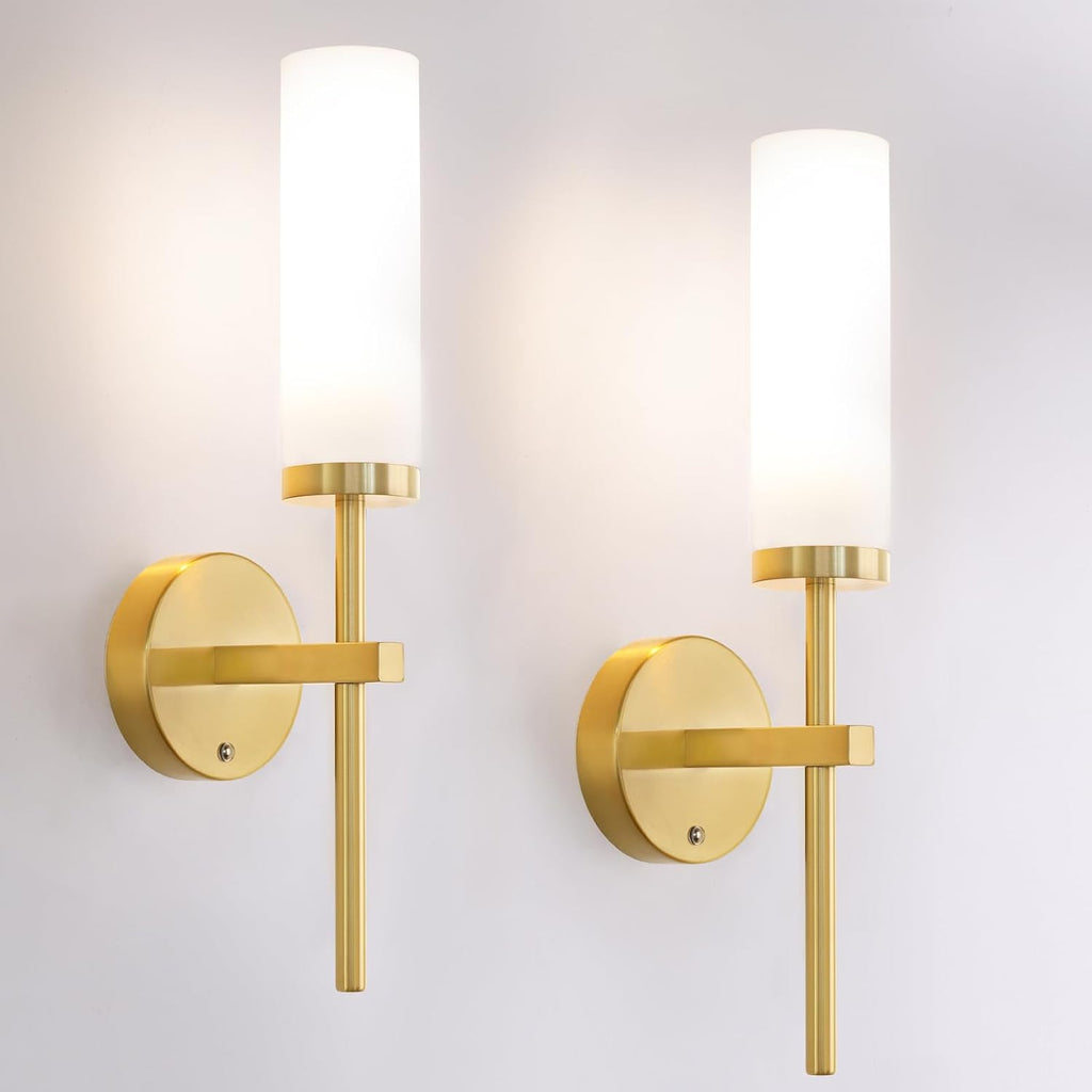 Gold Battery Wall Sconces Set of 2