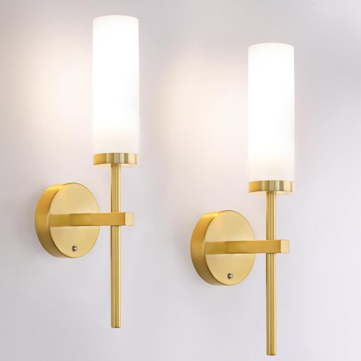 Gold Battery Wall Sconces Set of 2