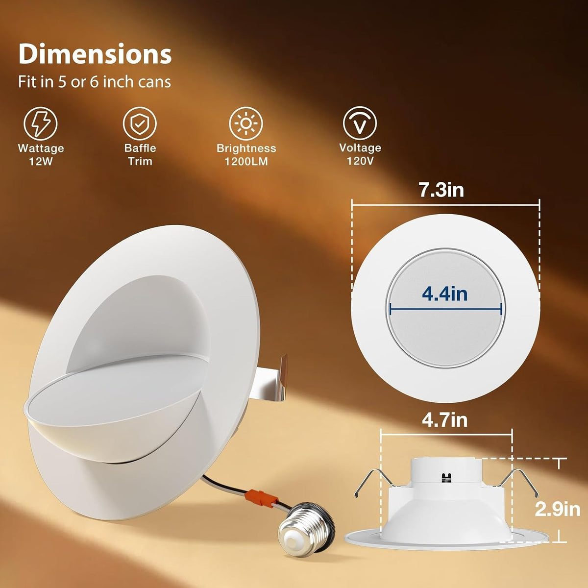 6in Eyeball Gimbal Light 5CCT