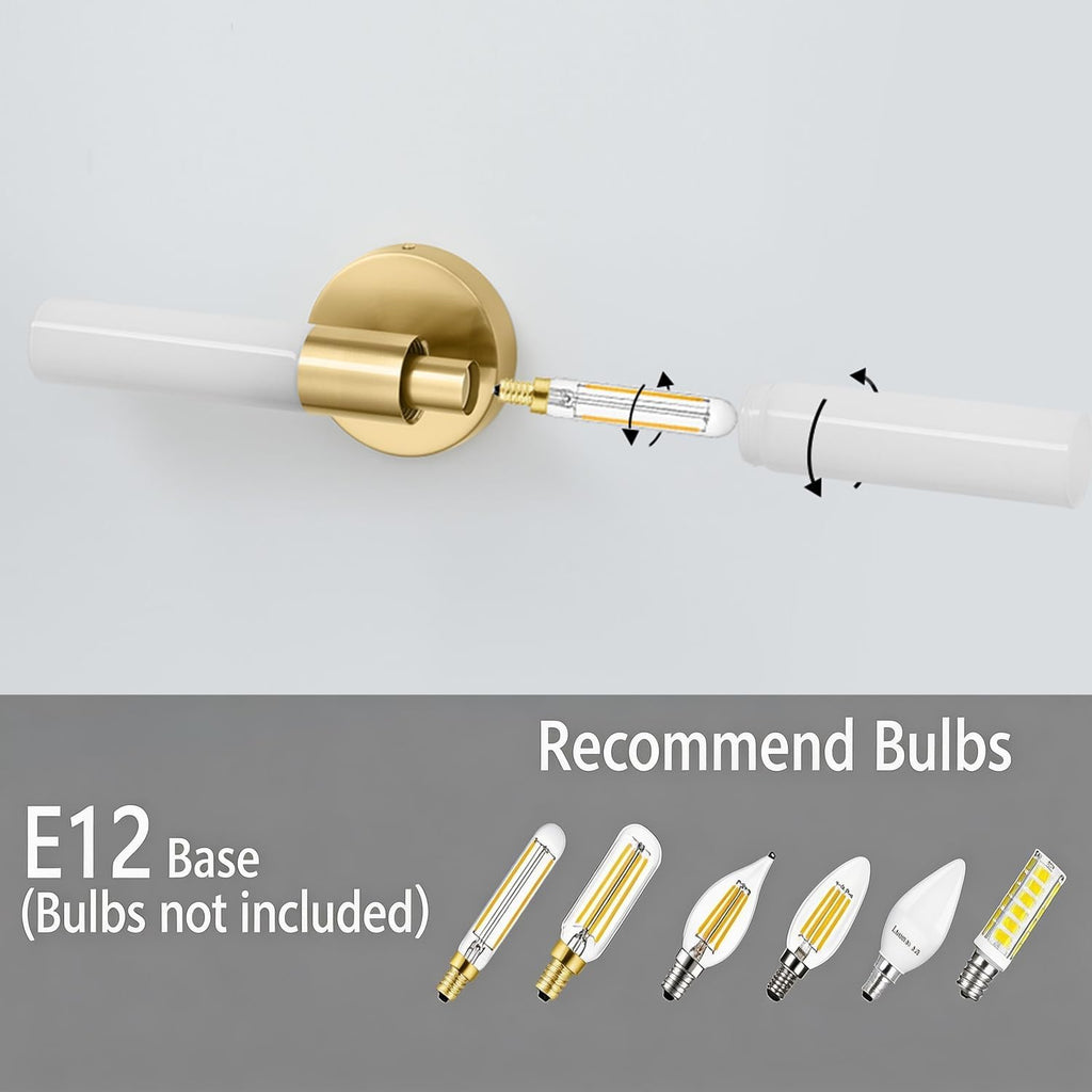 Modern Gold Tube Wall Sconces Set of 2