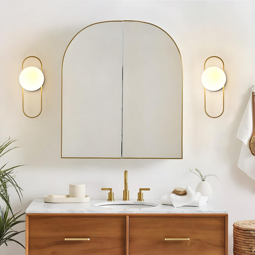 Mid Century Gold Globe Wall Sconce