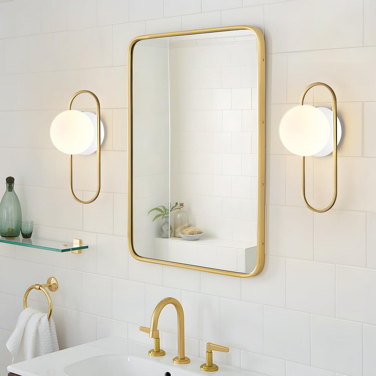 Mid Century Gold Globe Wall Sconce