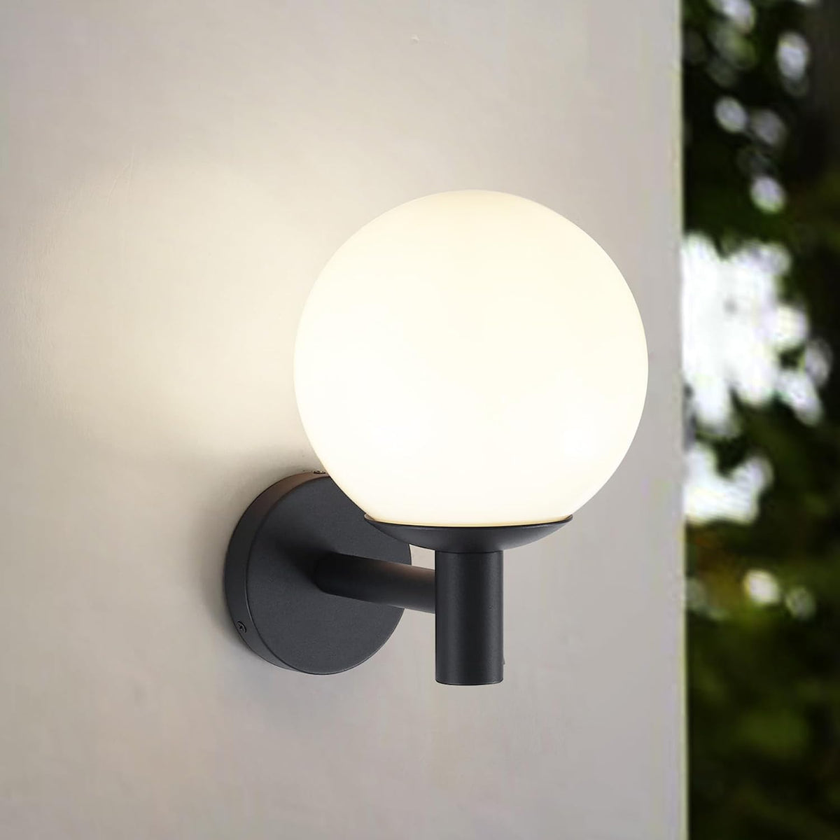Porch Globe Outdoor Wall Sconce Black