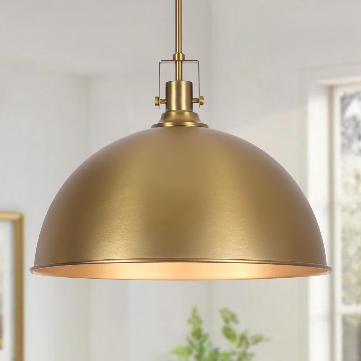 17.7in Brushed Gold Dome Pendant Light