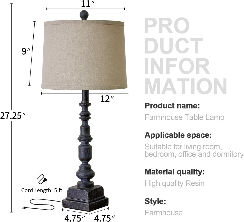 27.75in Farmhouse Lamps Set of 2