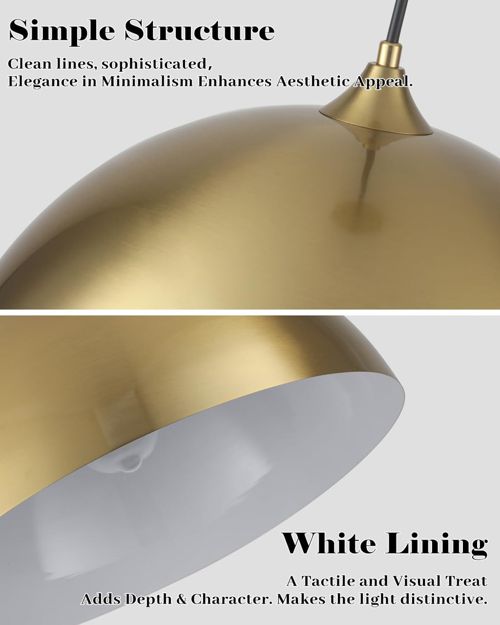 Modern Farmhouse Gold Dome Pendants Set of 2