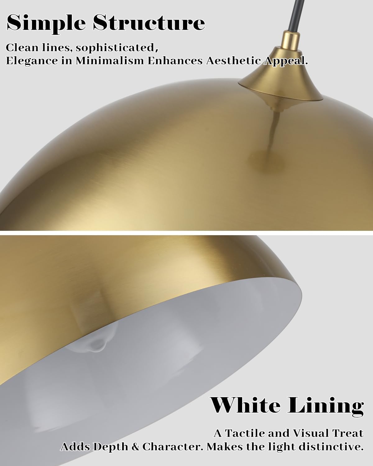 Modern Farmhouse Gold Dome Pendants Set of 2