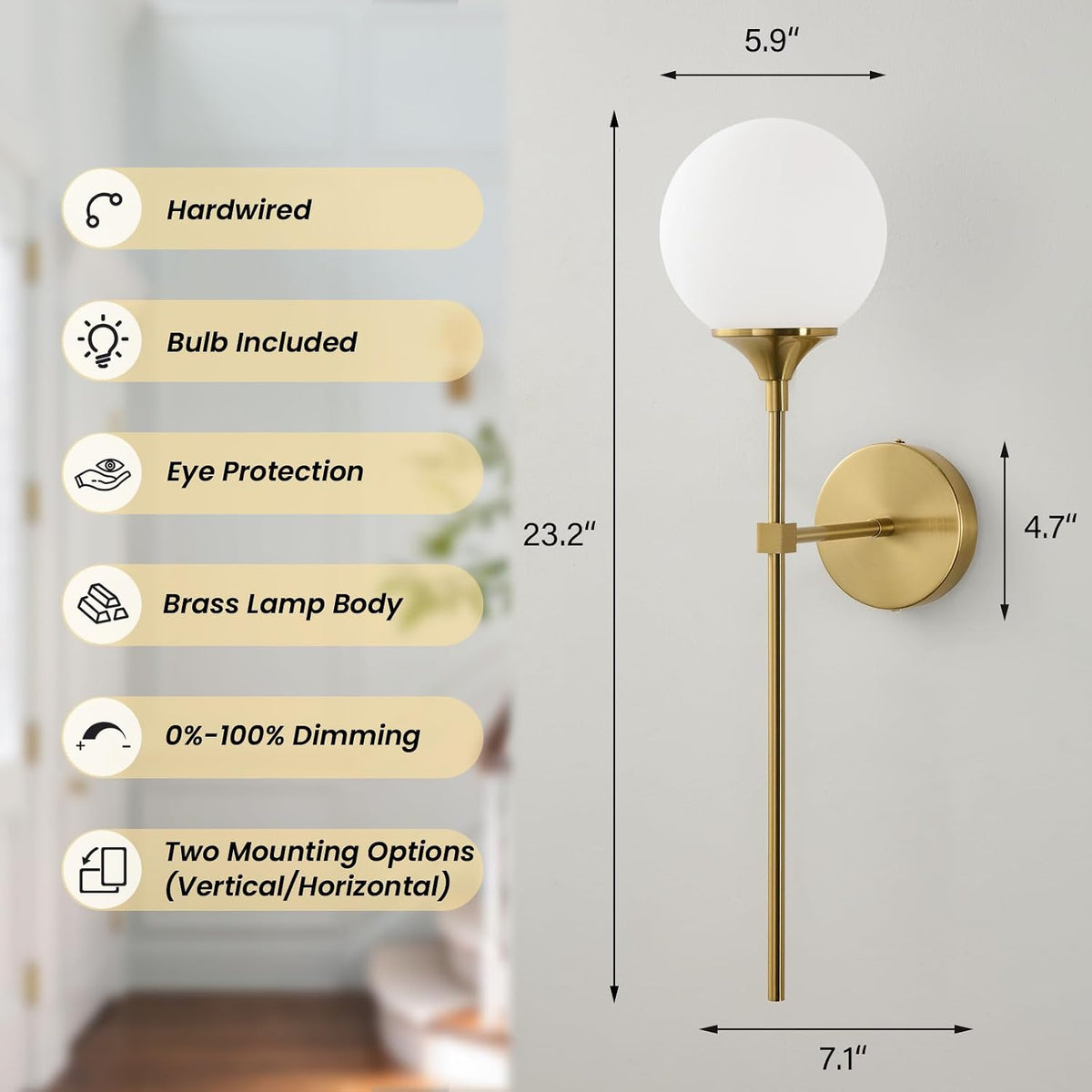 Mid Century Globe Wall Sconces Set of 2