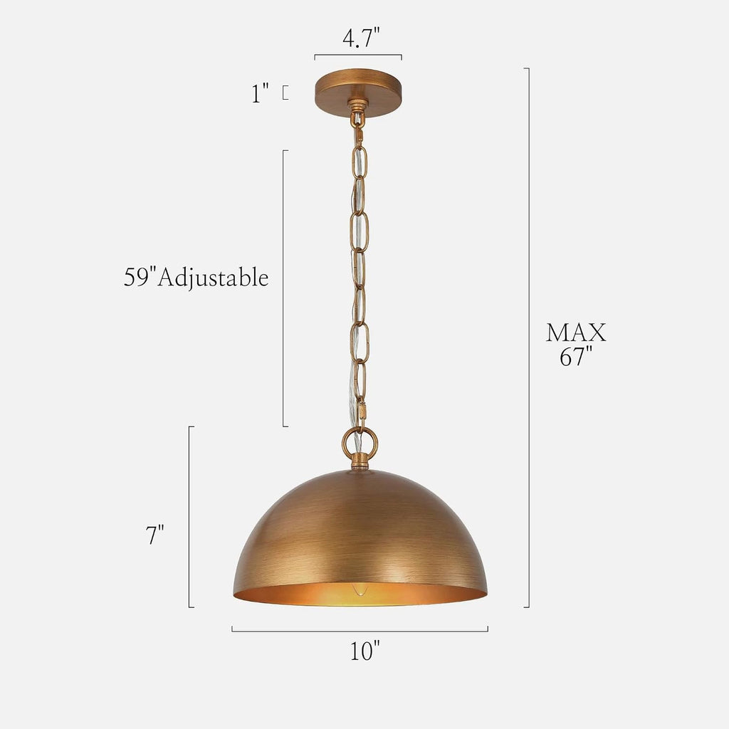 10in Gold Dome Pendant Light