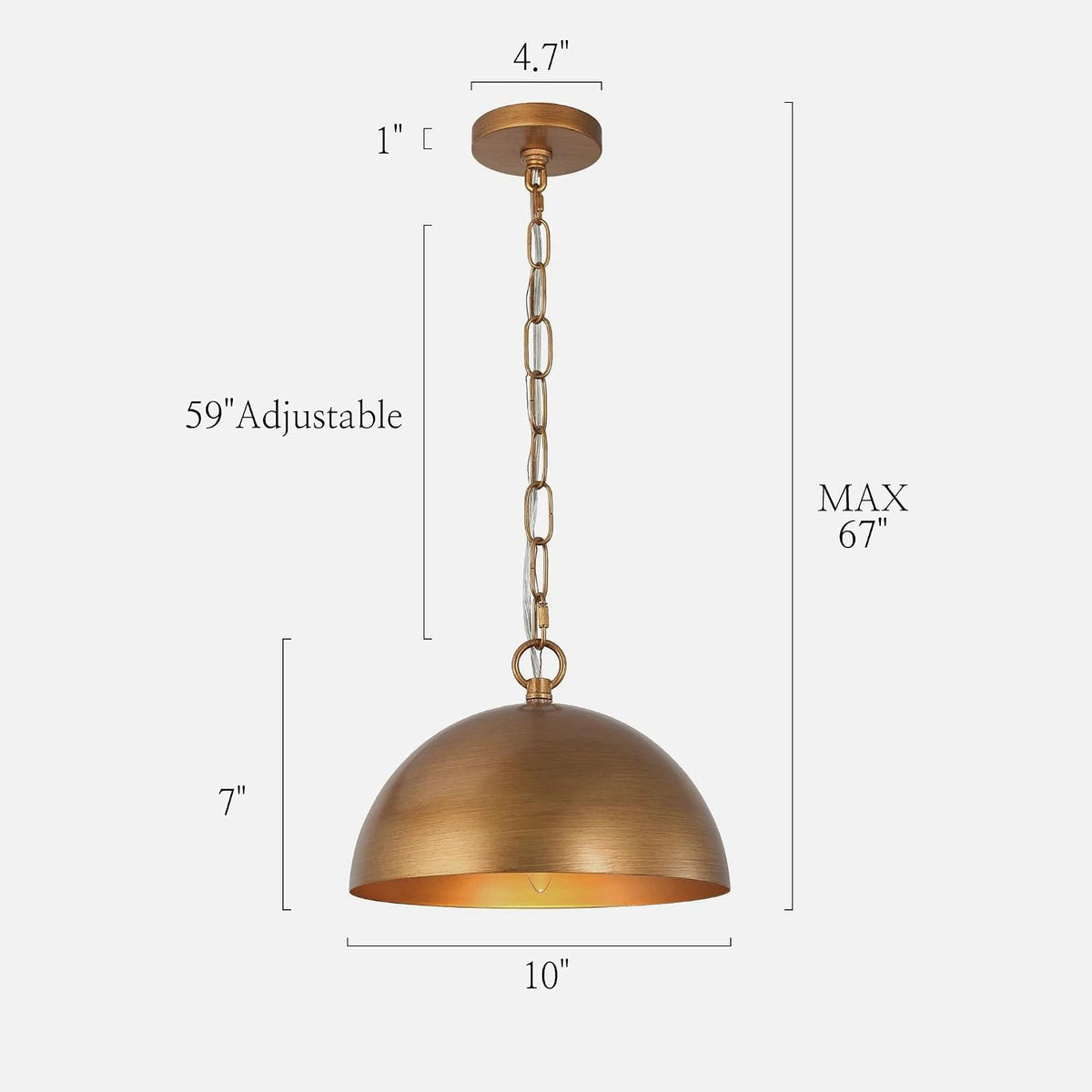 10in Gold Dome Pendant Light