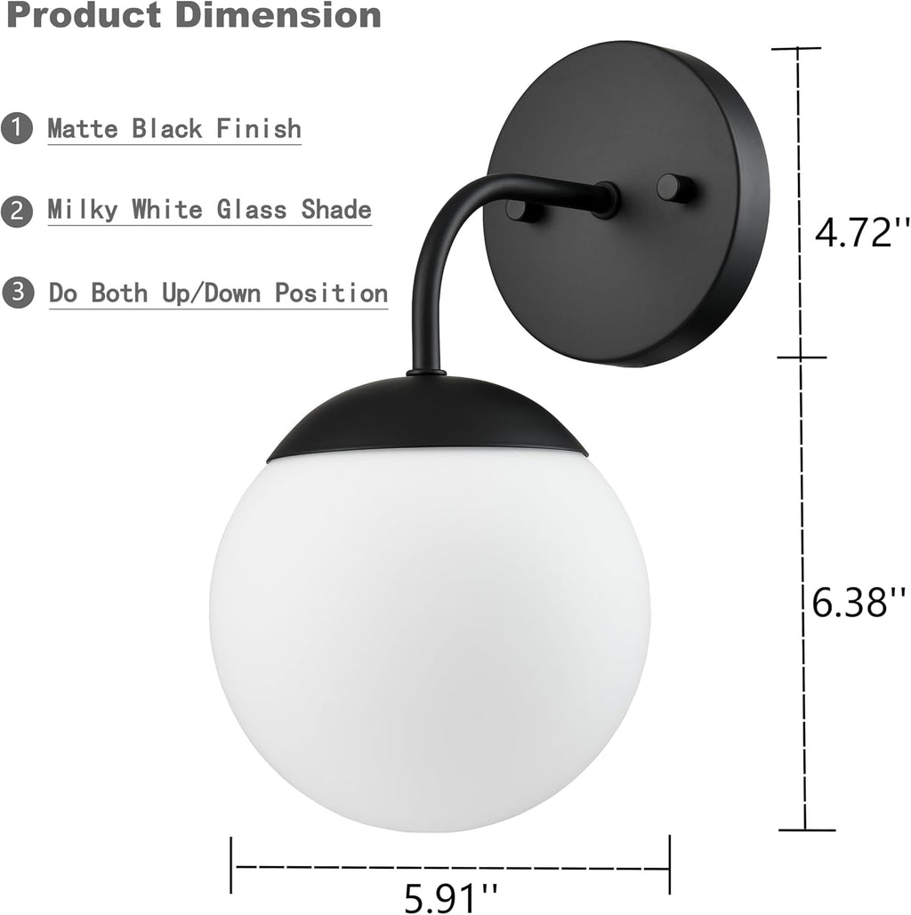 Modern Nordic Globe Wall Sconce Black