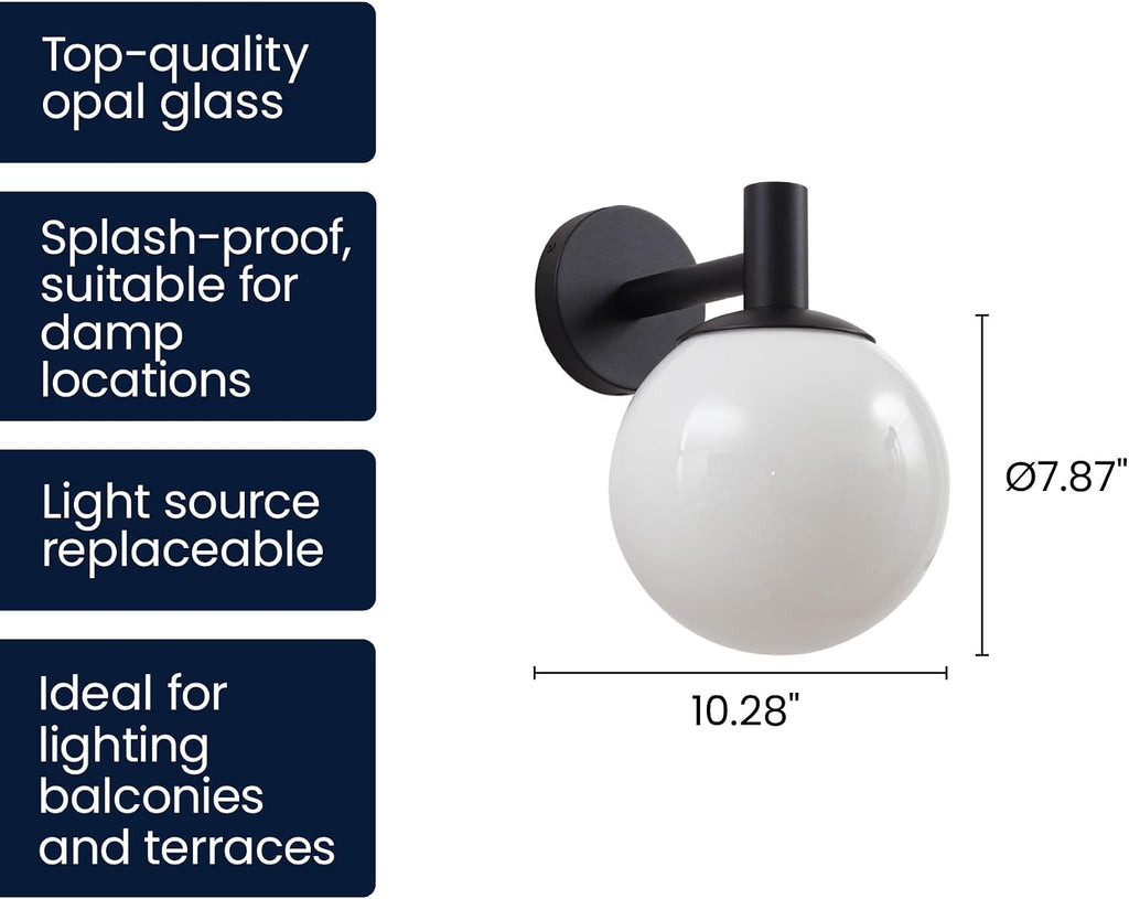 Porch Globe Outdoor Wall Sconce Black