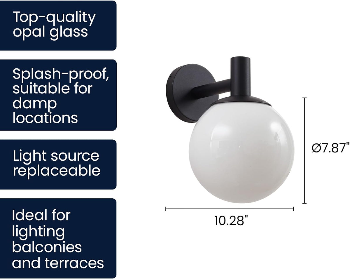 Porch Globe Outdoor Wall Sconce Black