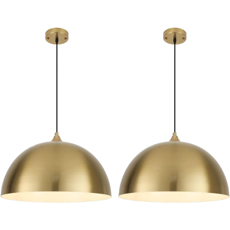 Modern Farmhouse Gold Dome Pendants Set of 2