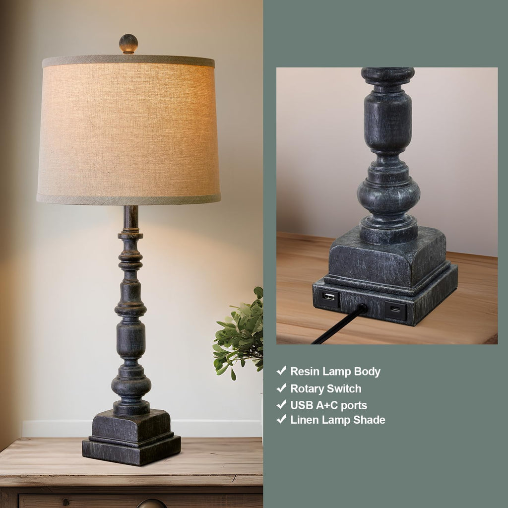 27.75in Farmhouse Lamps Set of 2