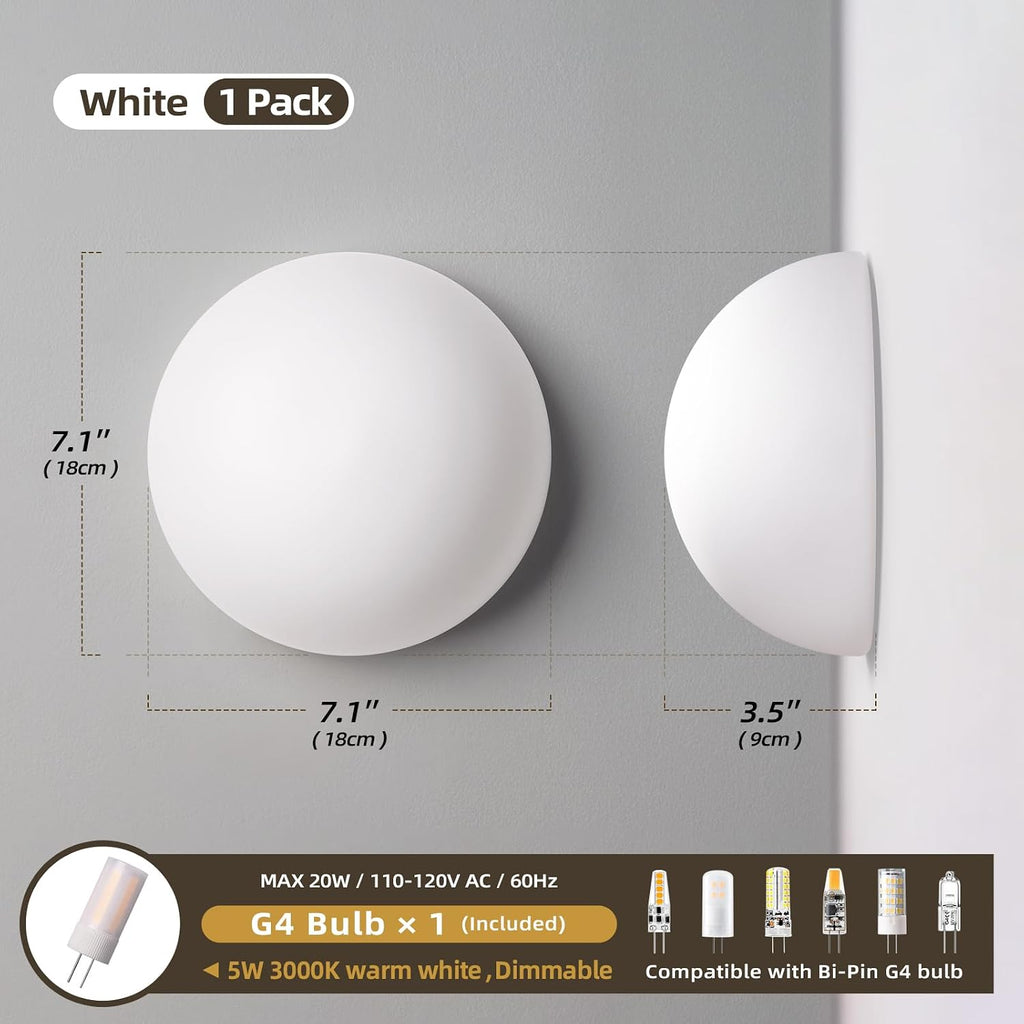 Modern Half Moon Glass Wall Sconce 7in