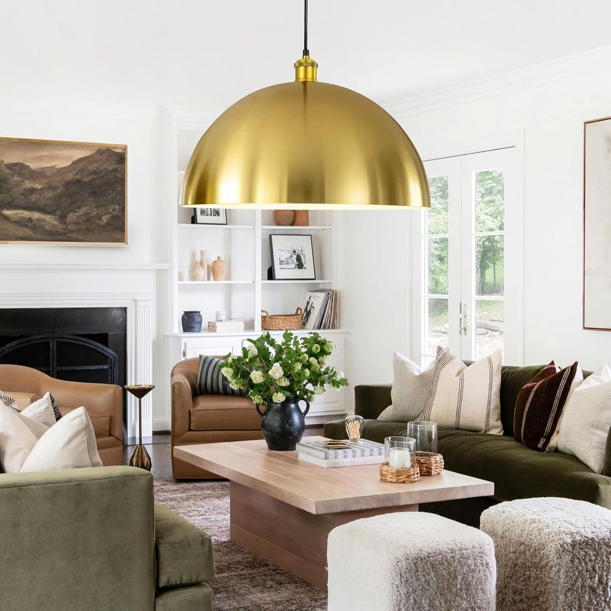 20in Brushed Gold Farmhouse Pendant Light