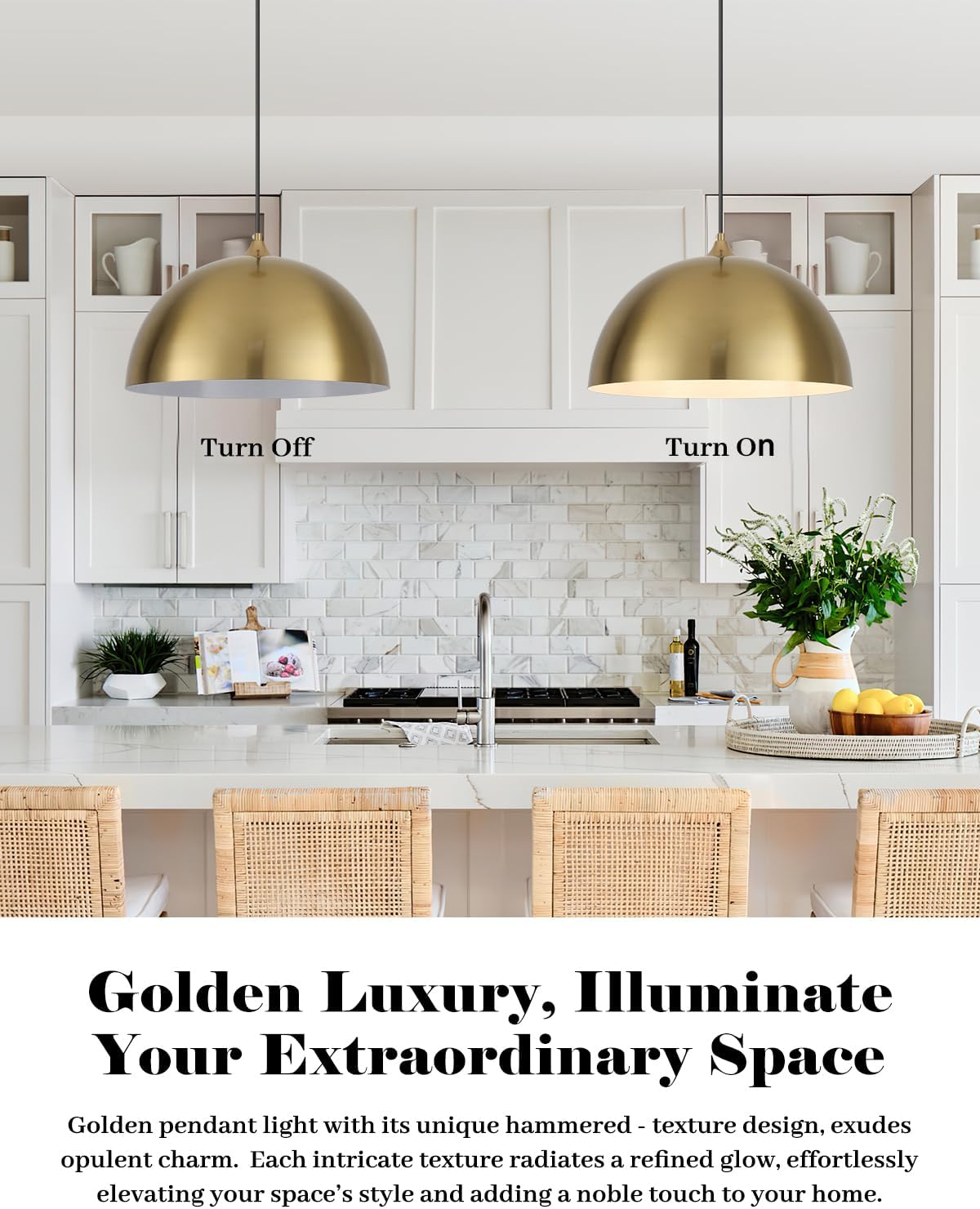 Modern Farmhouse Gold Dome Pendants Set of 2