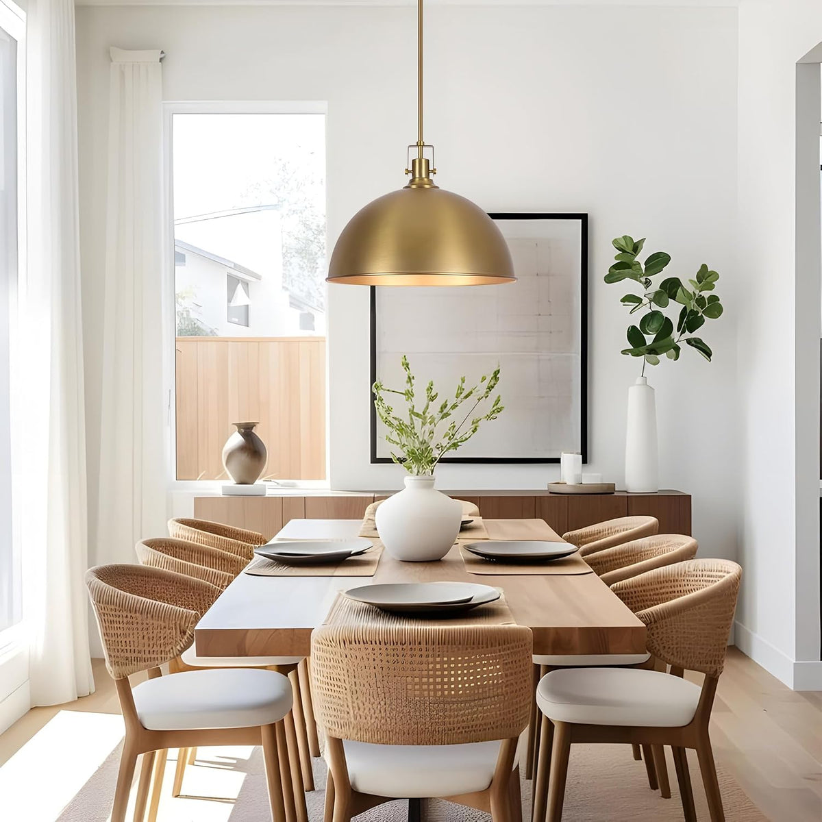 17.7in Brushed Gold Dome Pendant Light