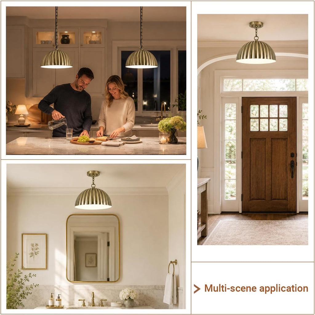 Gold 3-Light Dome Pendant Light