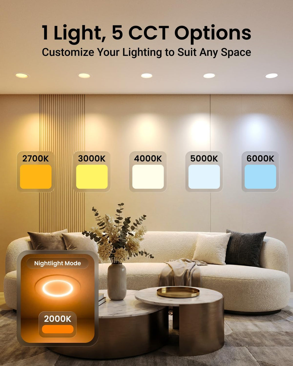 6in Recessed Light 5CCT Night Light
