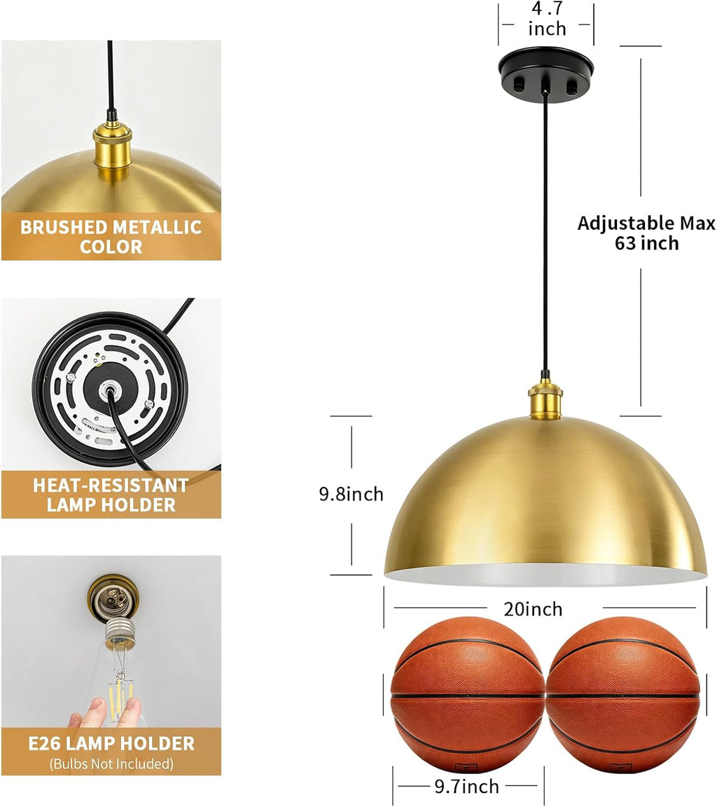 20in Brushed Gold Farmhouse Pendant Light