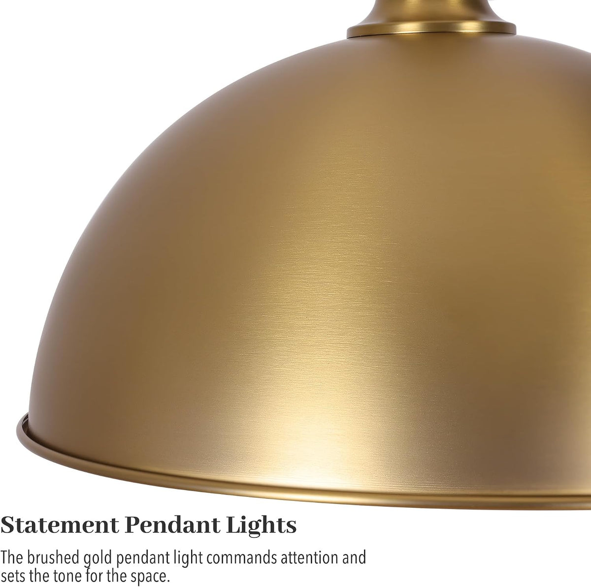 17.7in Brushed Gold Dome Pendant Light