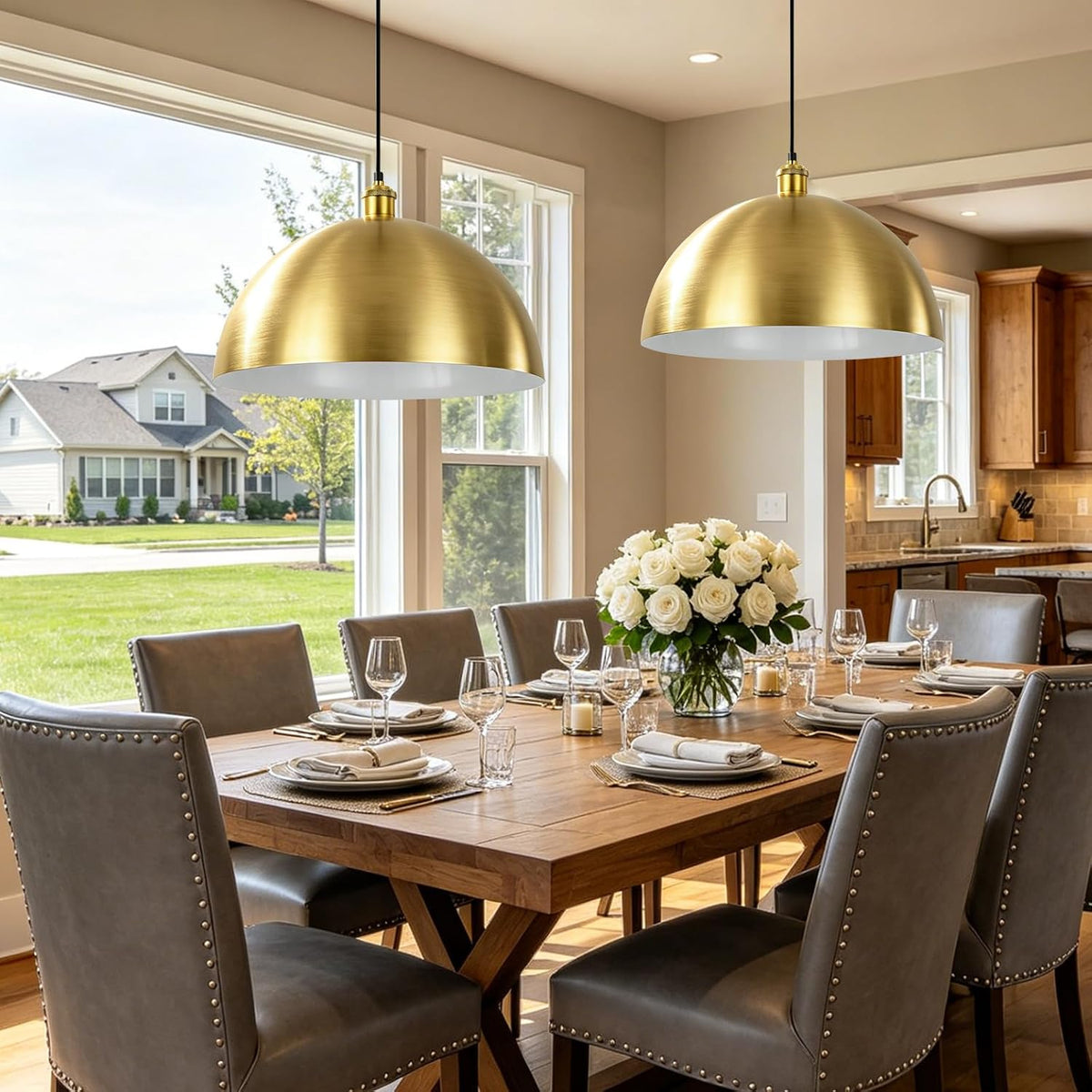 16in Brushed Gold Farmhouse Pendant Light