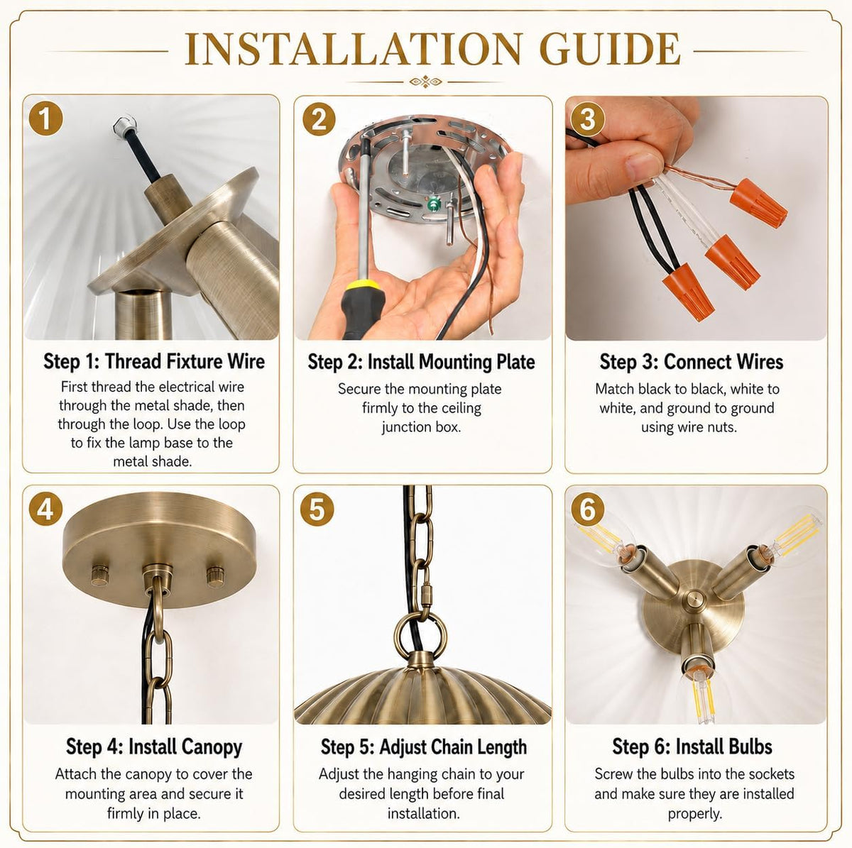 Gold 3-Light Dome Pendant Light