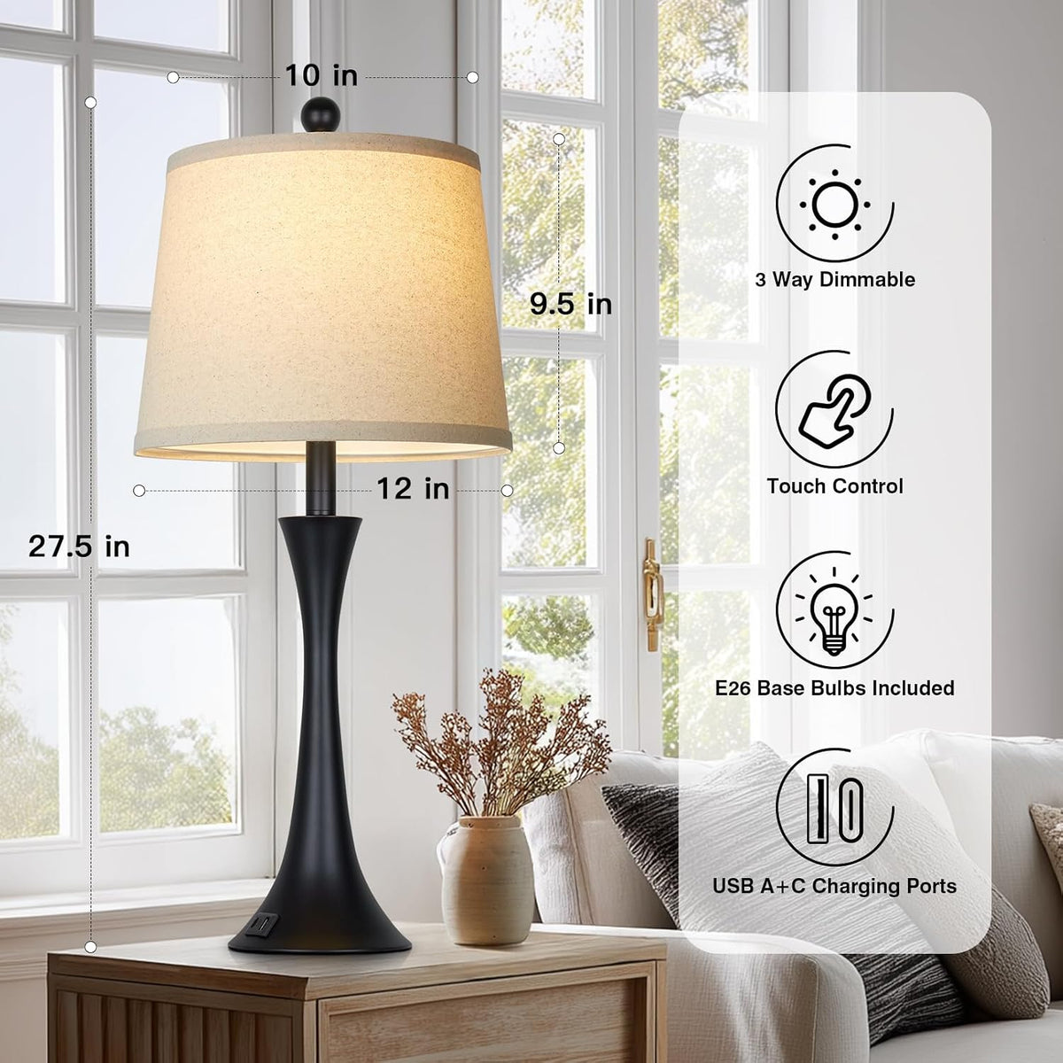 27.5in Table Lamps Set of 2