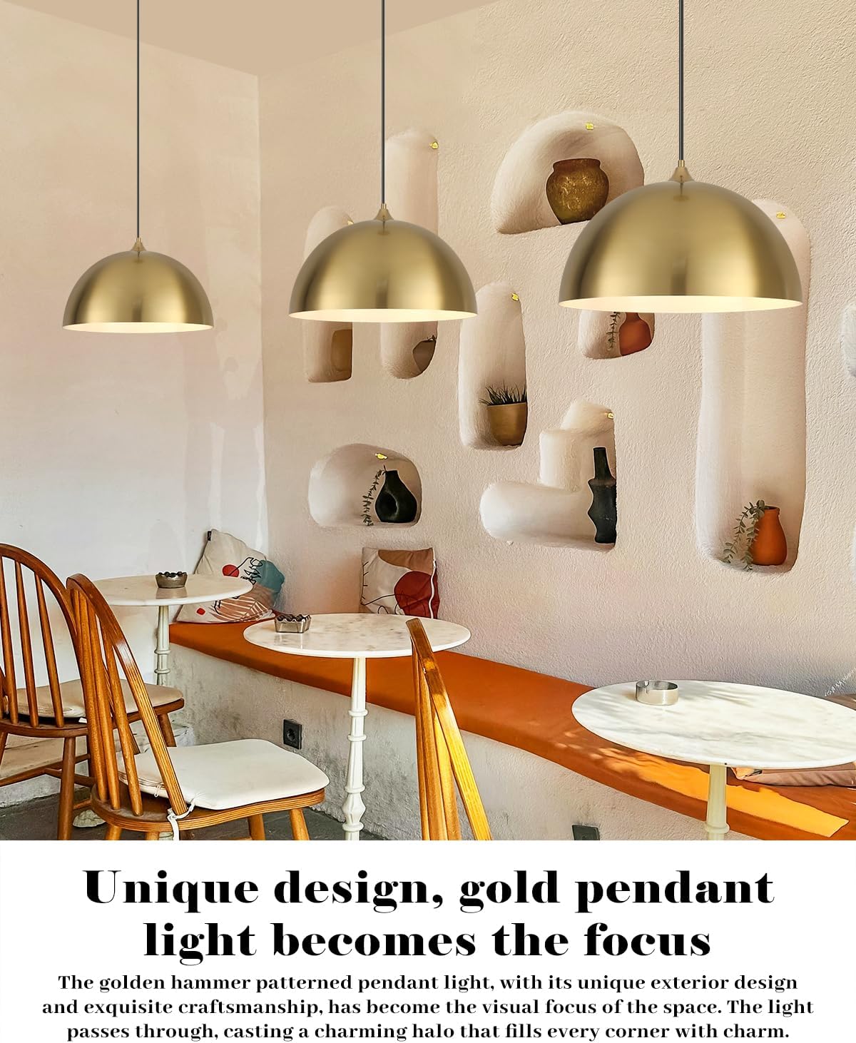 Modern Farmhouse Gold Dome Pendants Set of 2