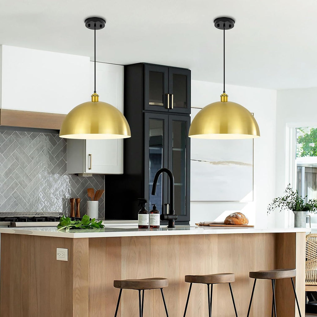 16in Brushed Gold Farmhouse Pendant Light