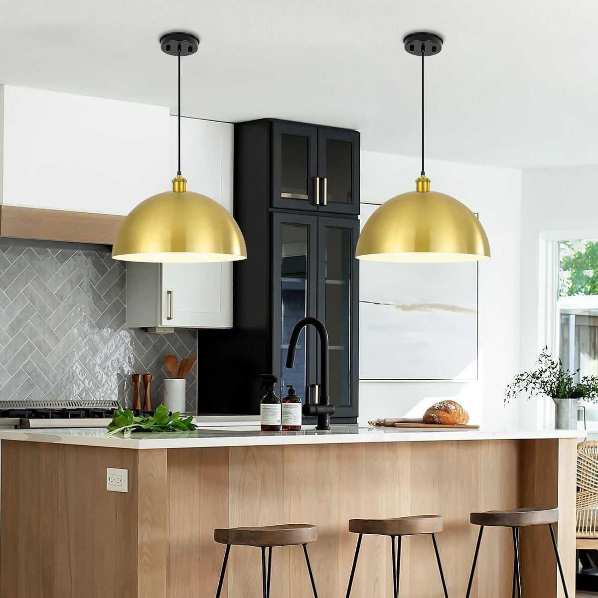 16in Brushed Gold Farmhouse Pendant Light
