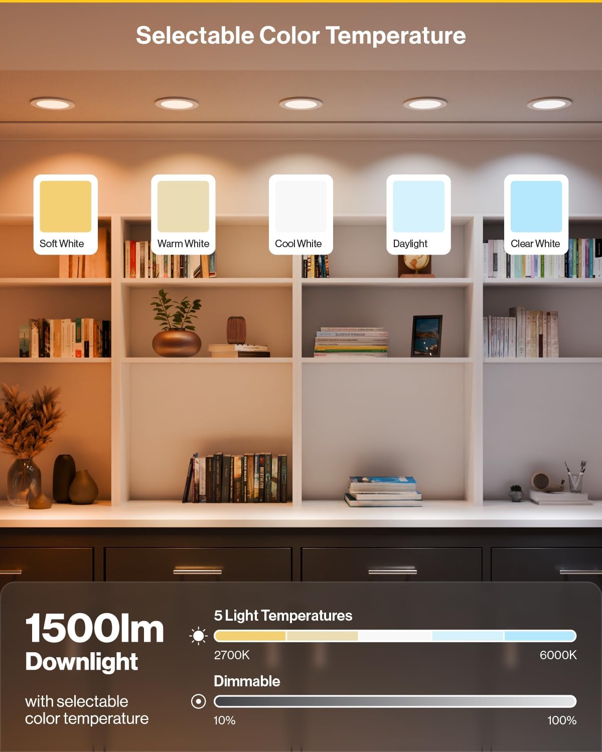 6in Canless Recessed Light 5CCT Night Light