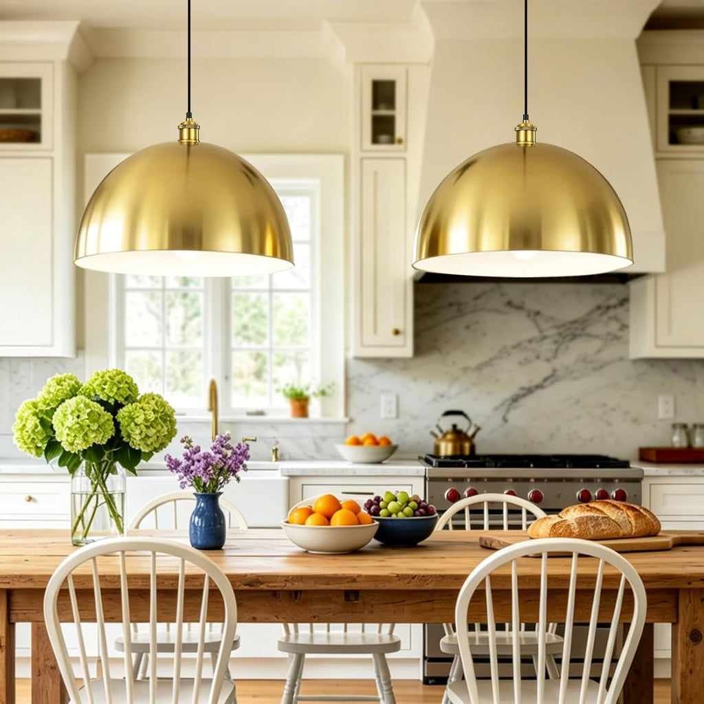 16in Brushed Gold Farmhouse Pendant Light