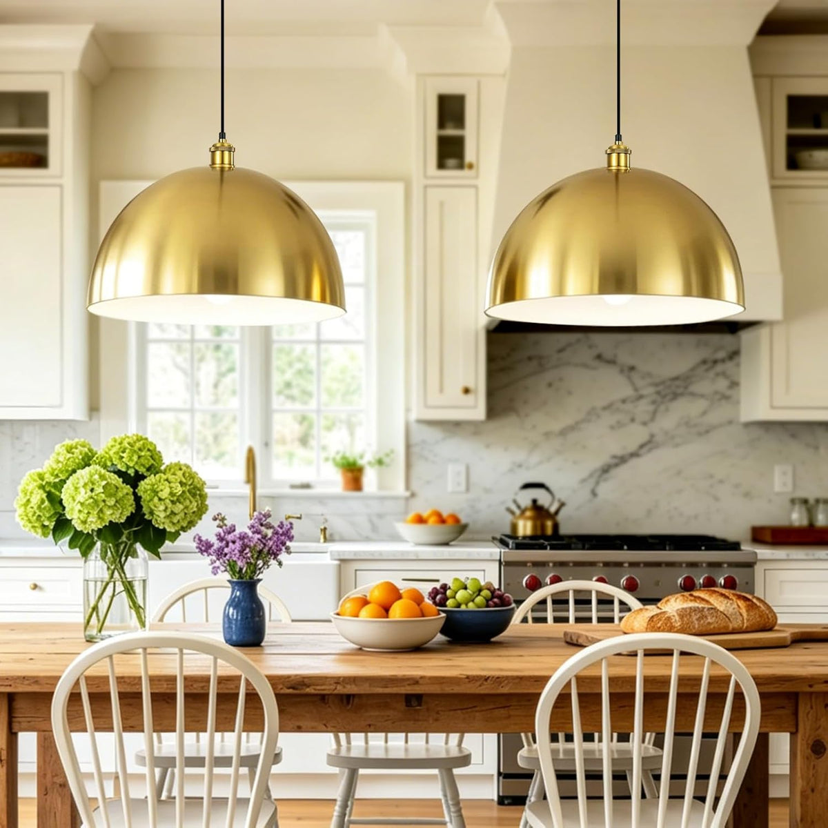 16in Brushed Gold Farmhouse Pendant Light