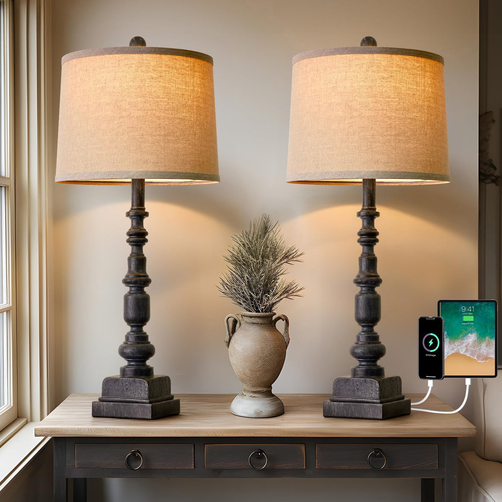 27.75in Farmhouse Lamps Set of 2