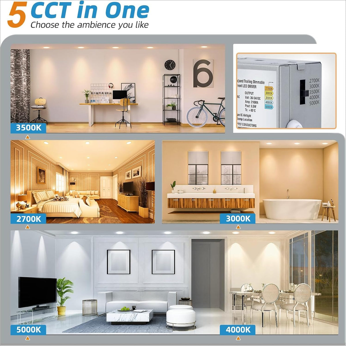4in Recessed Lighting 5CCT 810LM