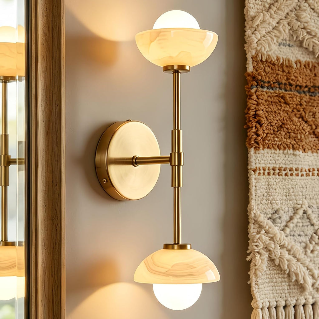18in Brass Alabaster Wall Sconce