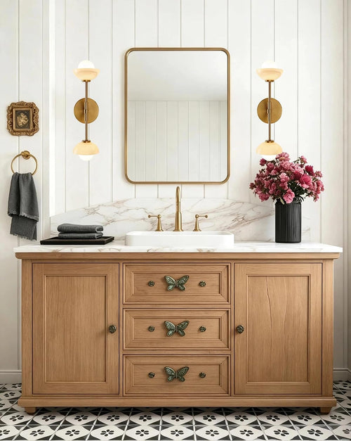 18in Brass Alabaster Wall Sconce