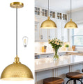 Industrial Gold Hammered Dome Pendant Light