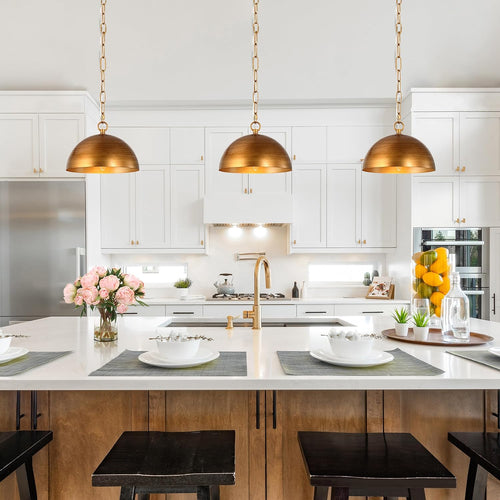 10in Gold Dome Pendant Light