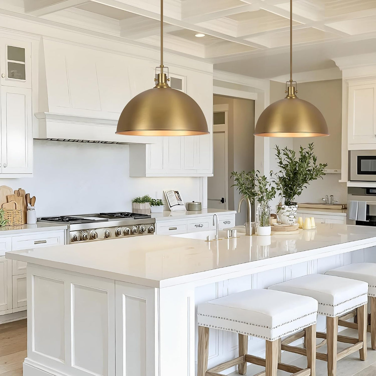 17.7in Brushed Gold Dome Pendant Light