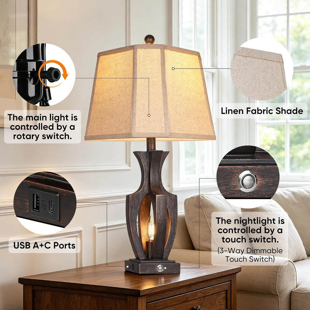 26in Farmhouse Lamps Set of 2