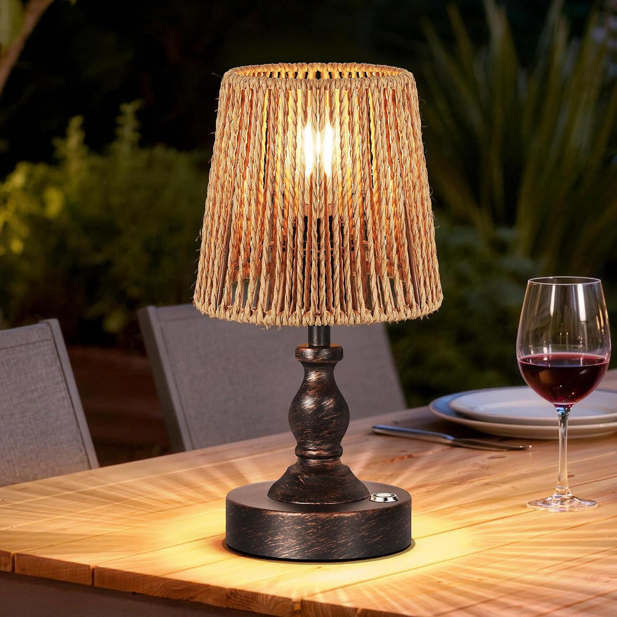 Rattan Cordless Table Lamp
