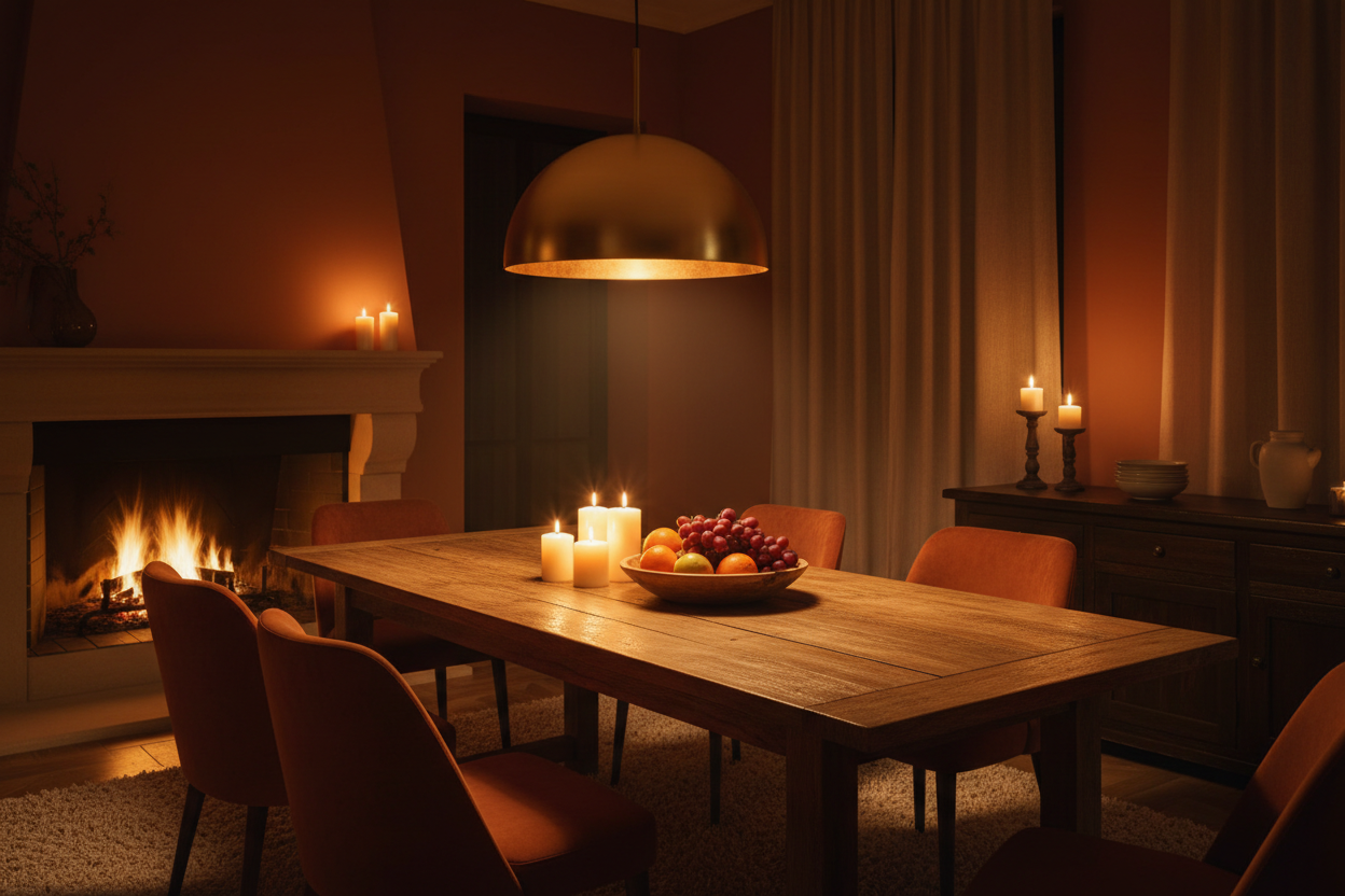 Brushed-Gold Dome Pendant Lamp