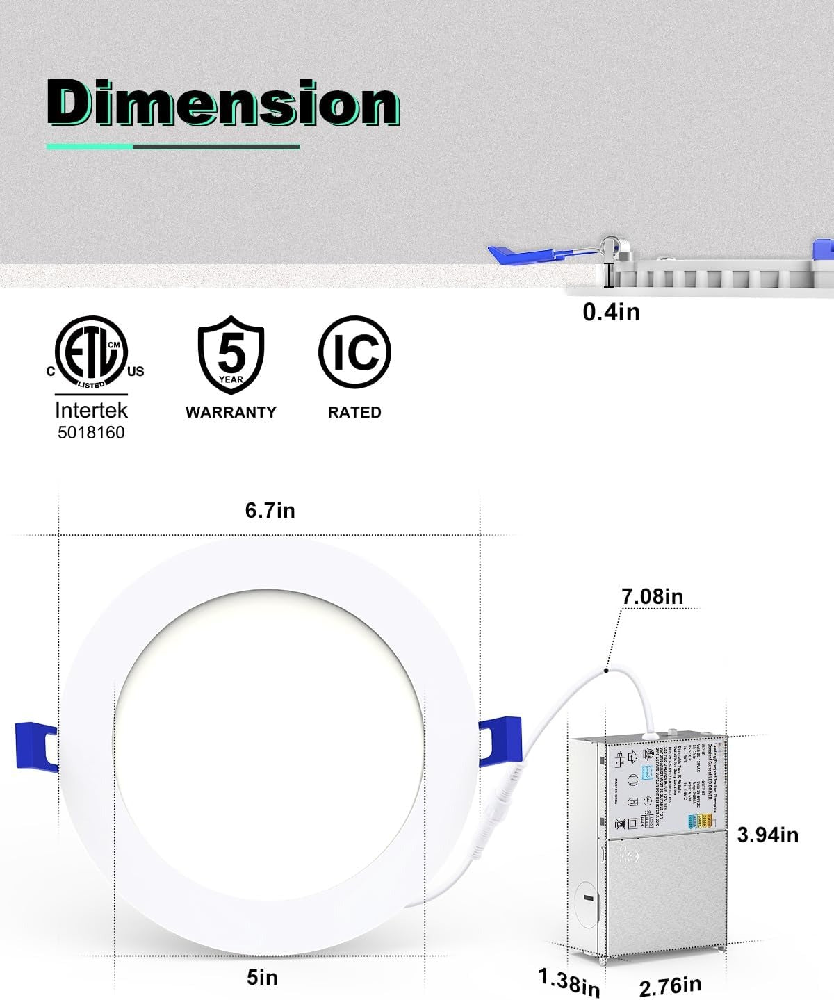 6in Recessed Light 5CCT 1080LM